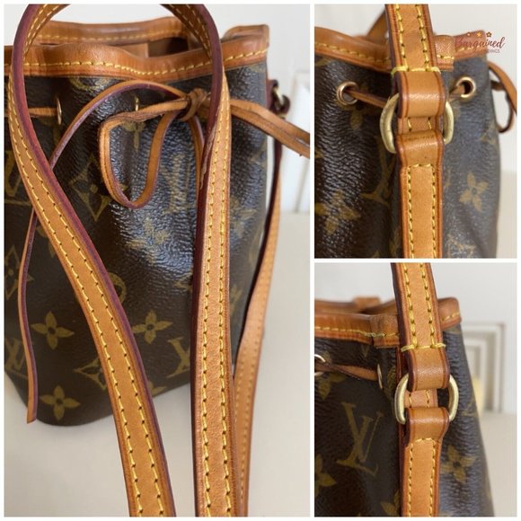 Authentic LOUIS VUITTON Monogram Coated Canvas Leather Nano Noe Crossbody Bag - Picture 6 of 12